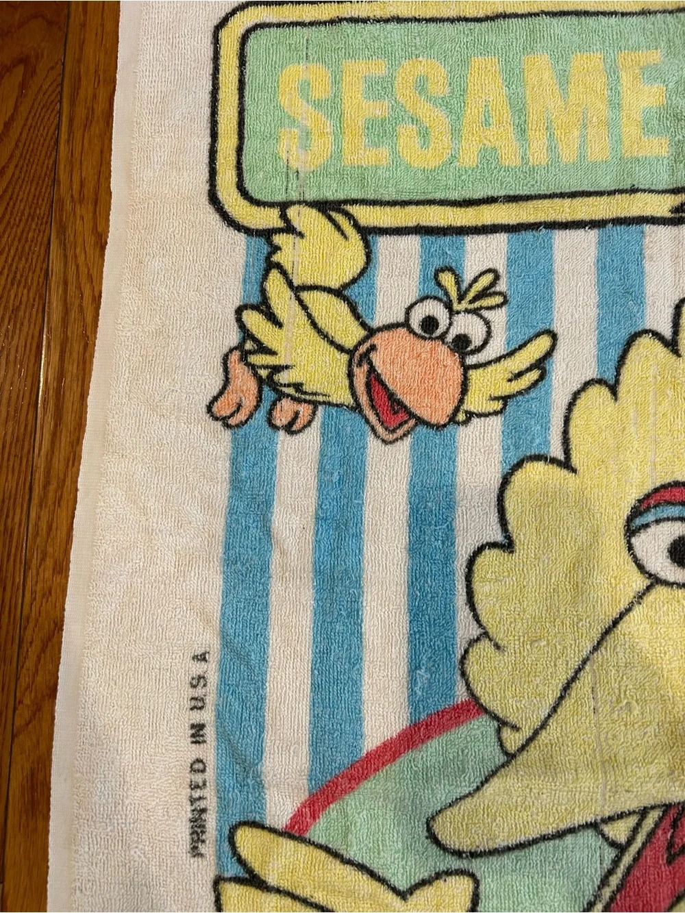 Vintage Sesame Street Beach Towel Big Bird Bert Ernie Franco‎ Muppets Cotton